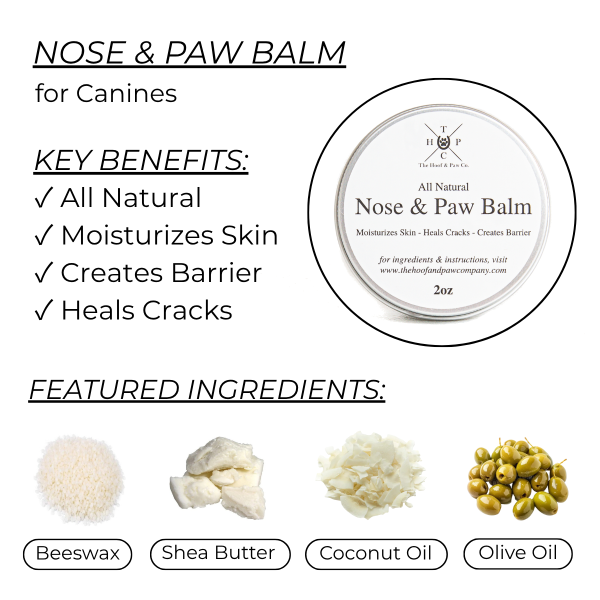 The Hoof & Paw Co. Nose & Paw Balm for Dogs - 2oz
