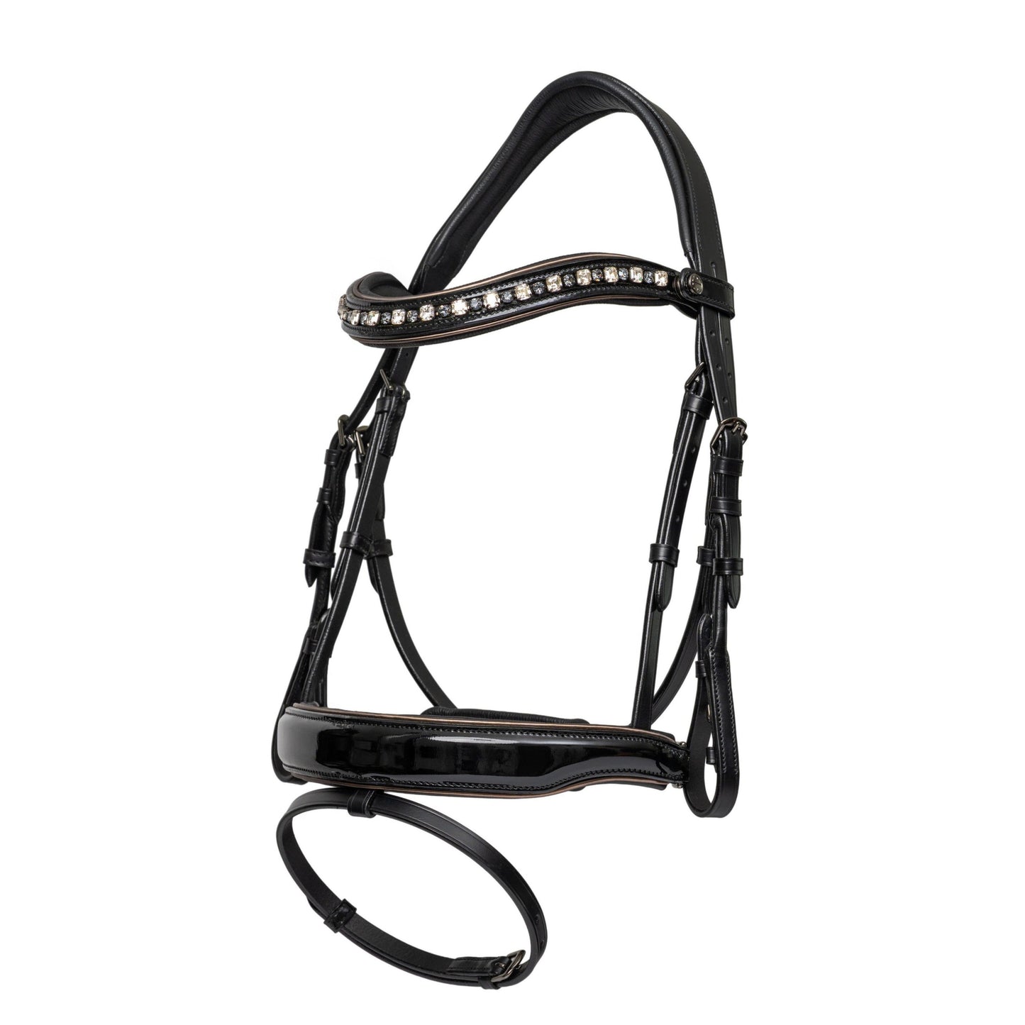 Halter Ego - Ocala Black Patent Leather Snaffle Bridle With Removable Flash