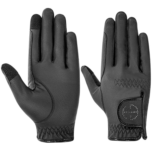 Halter Ego - Riding Gloves - Black & Black Diamond Crystal Logo