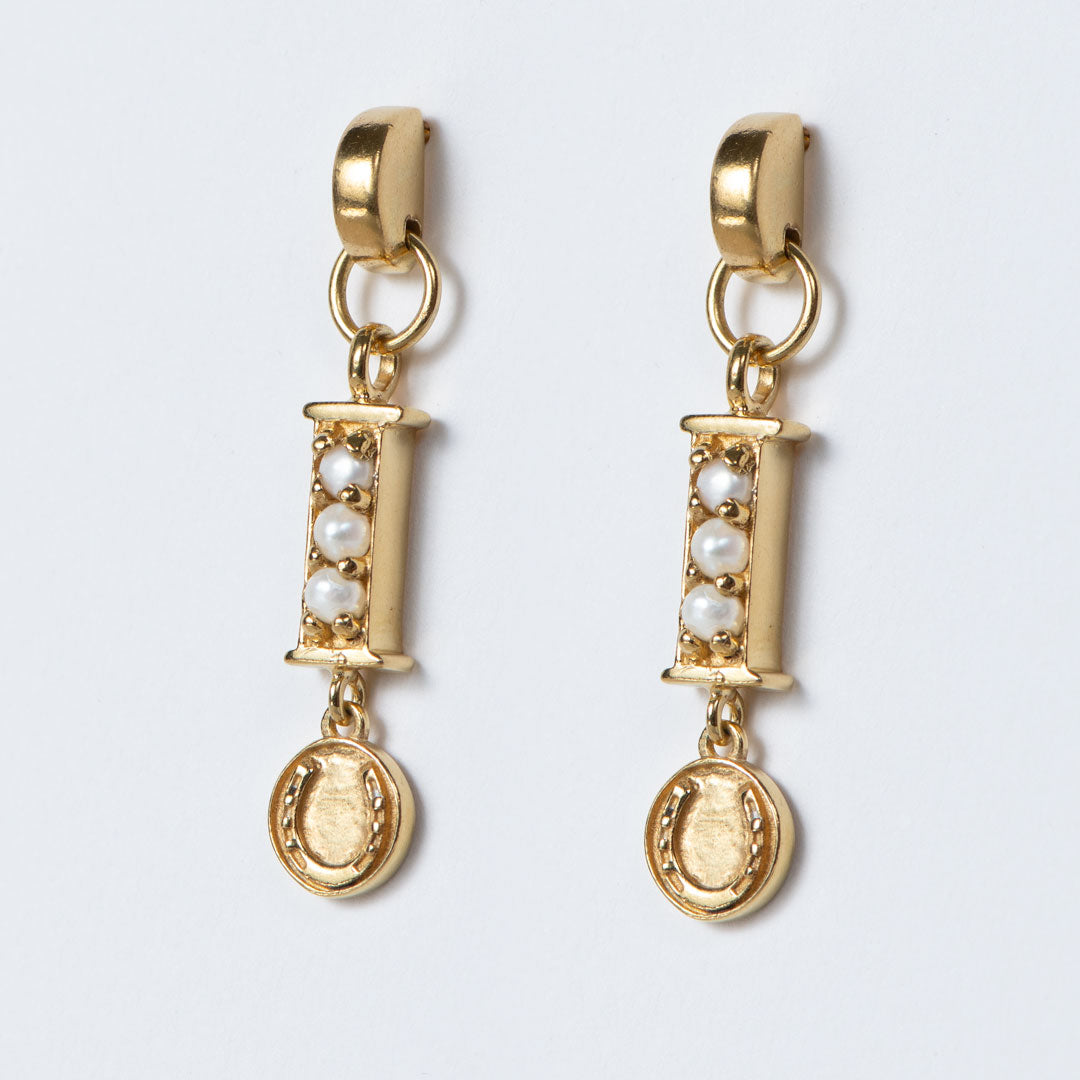 Urban Equestrian - Prism - Pearl Horseshoe Coin Earring