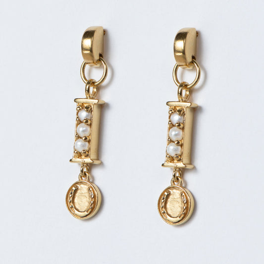 Urban Equestrian - Prism - Pearl Horseshoe Coin Earring