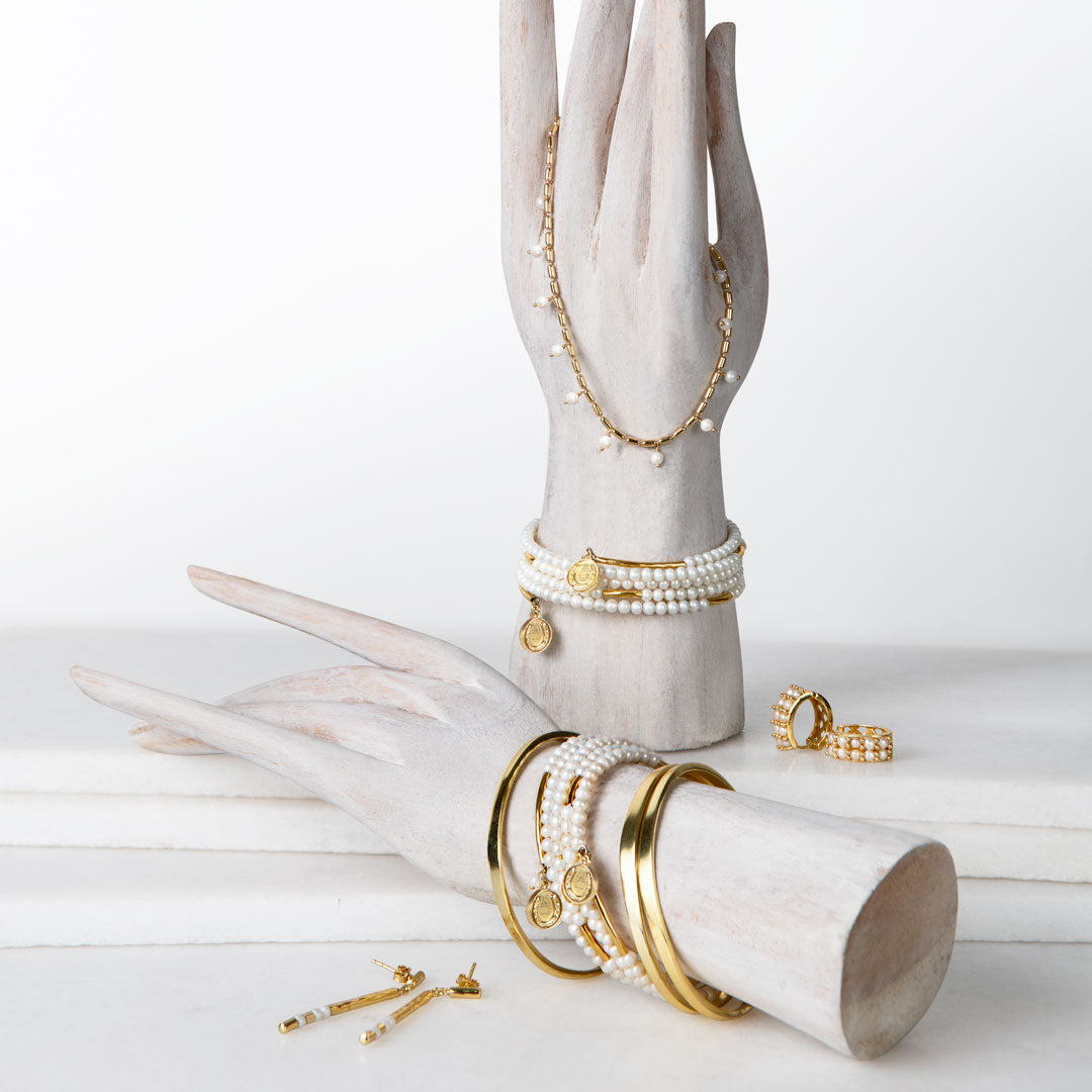 Urban Equestrian - Prism - Pearl Horseshoe Coin Earring