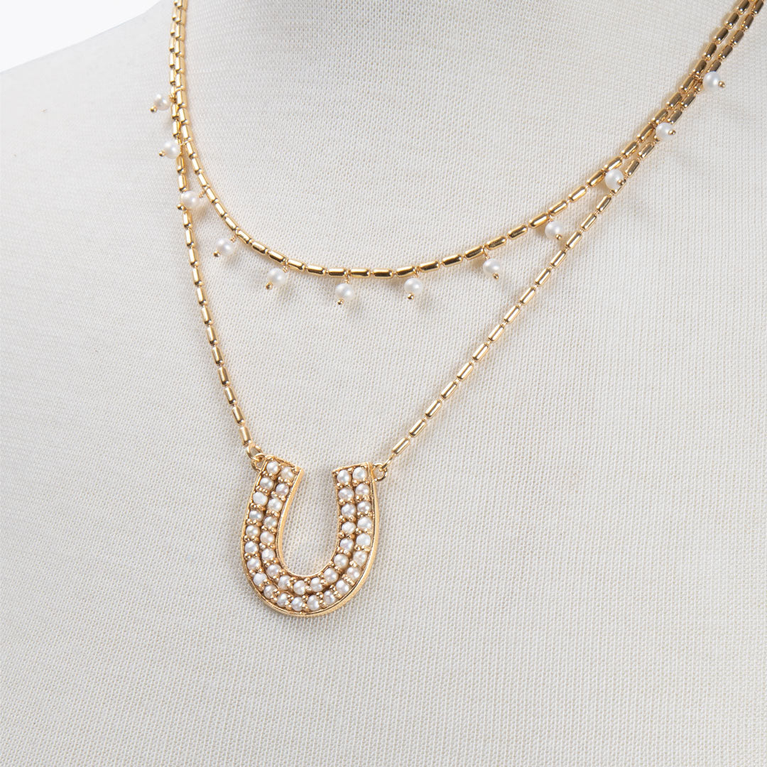 Urban Equestrian - Prism - Pearl Horseshoe Coin Earring