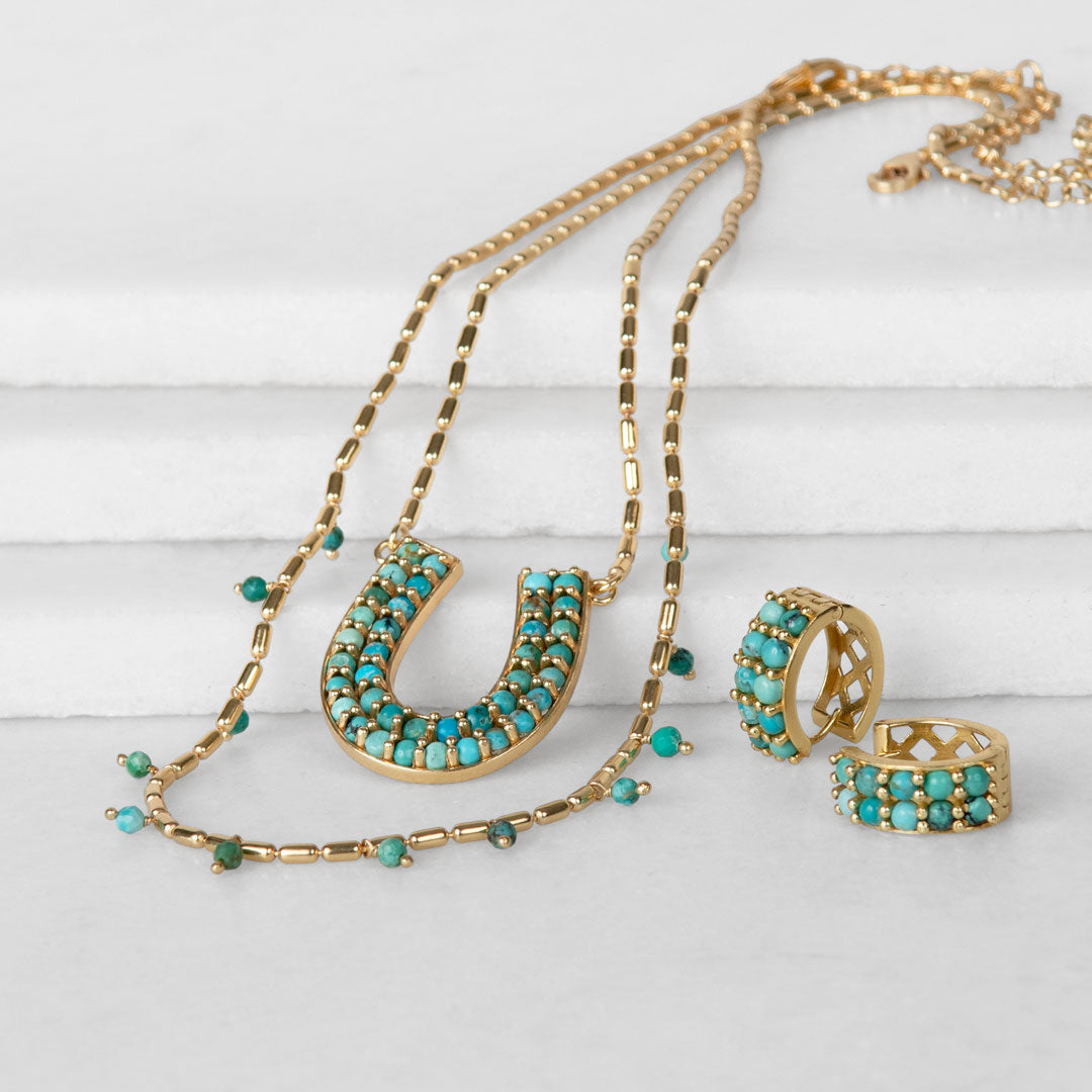Urban Equestrian - Prism - Turquoise Pave Horseshoe Earring