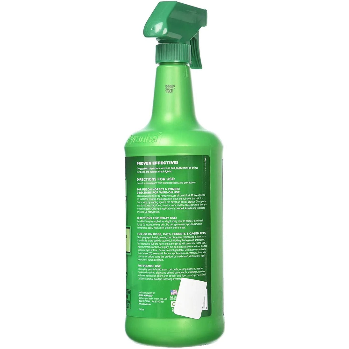 Pyranha Zero-Bite Natural Insect Spray 32 oz Horse Fly Repellent