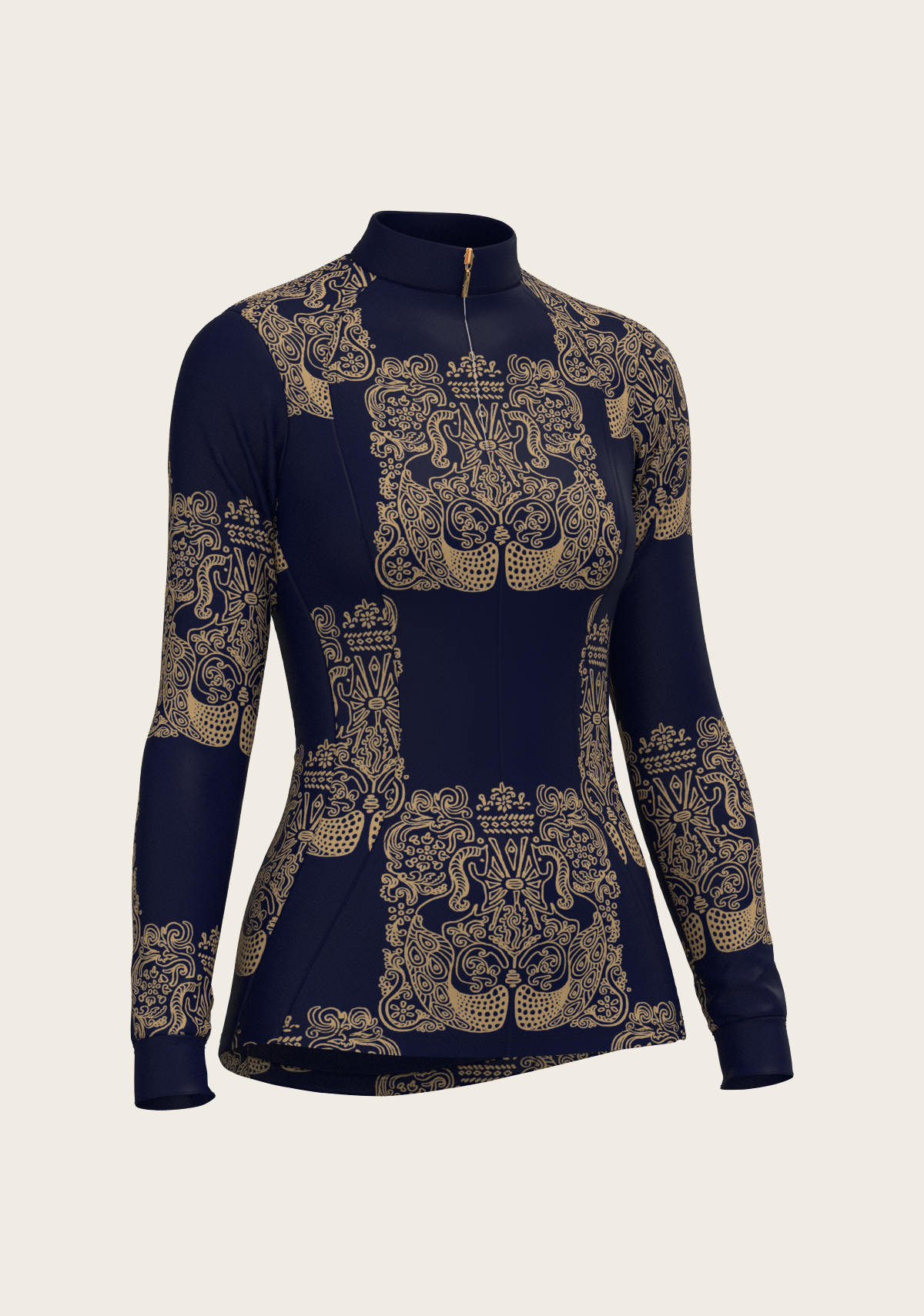 Espoir - Mermaid Horses in Navy and Gold Quarter Zip Sun Shirt