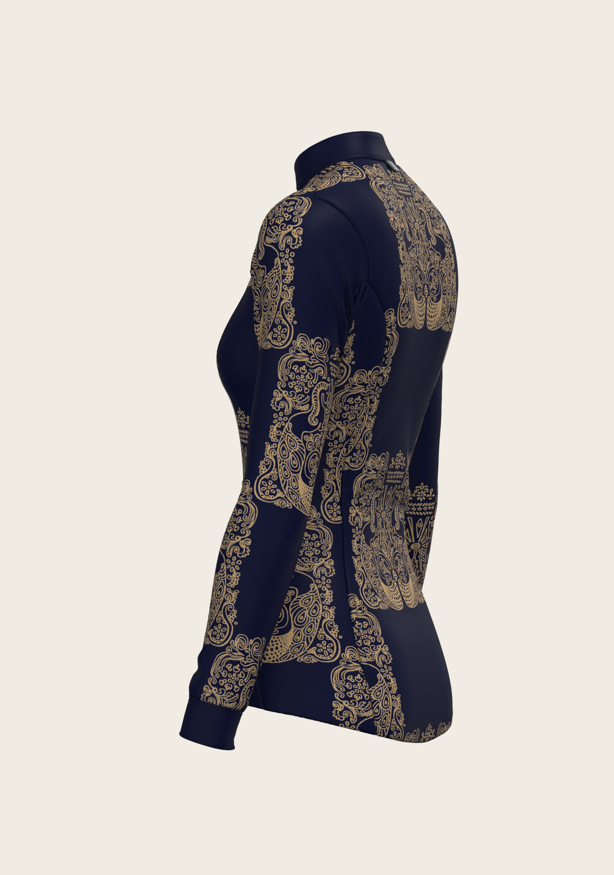 Espoir - Mermaid Horses in Navy and Gold Quarter Zip Sun Shirt
