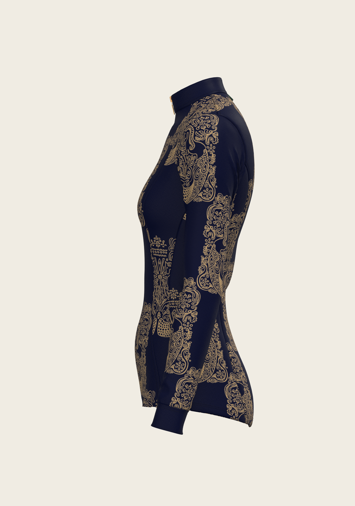 Espoir - Mermaid Horses in Navy and Gold Quarter Zip Sun Shirt