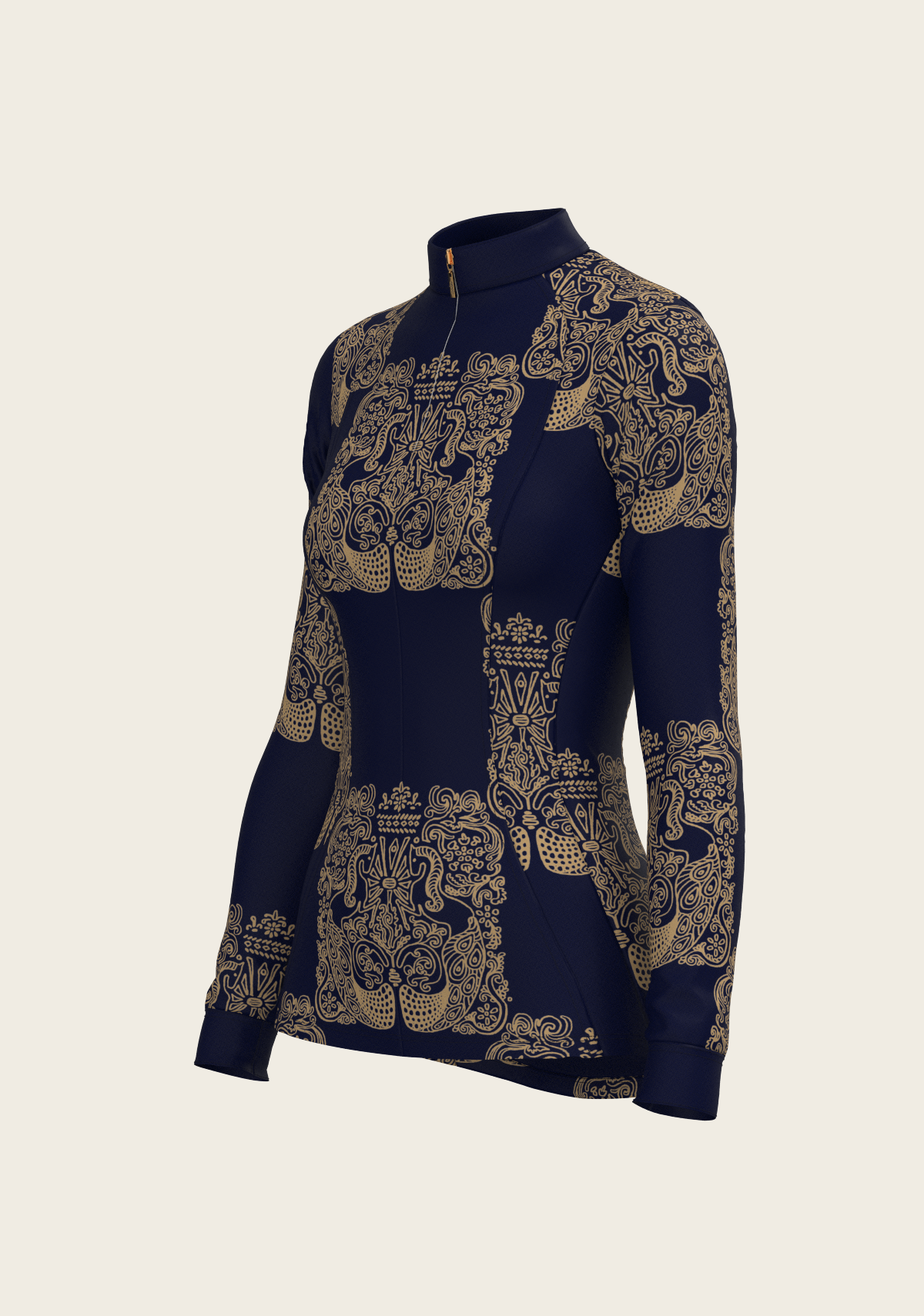 Espoir - Mermaid Horses in Navy and Gold Quarter Zip Sun Shirt