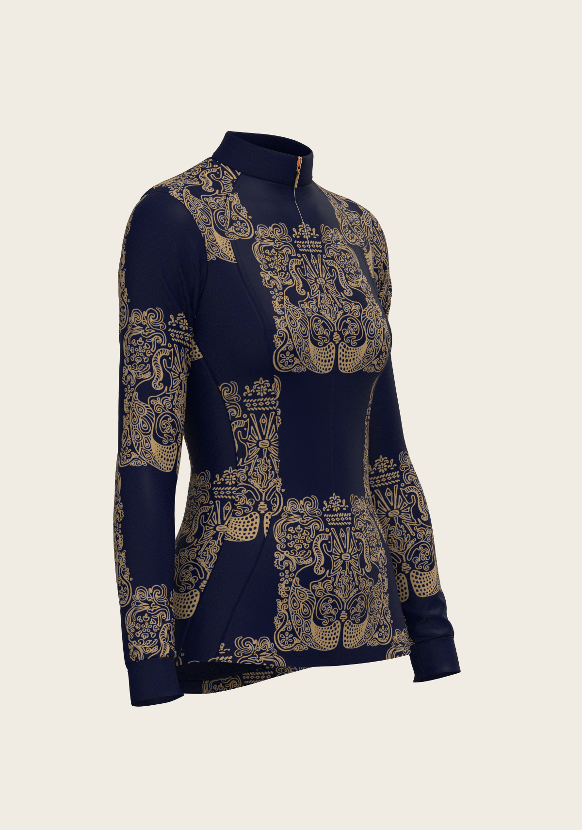Espoir - Mermaid Horses in Navy and Gold Quarter Zip Sun Shirt