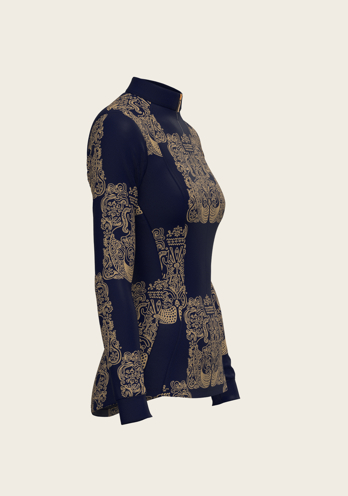 Espoir - Mermaid Horses in Navy and Gold Quarter Zip Sun Shirt