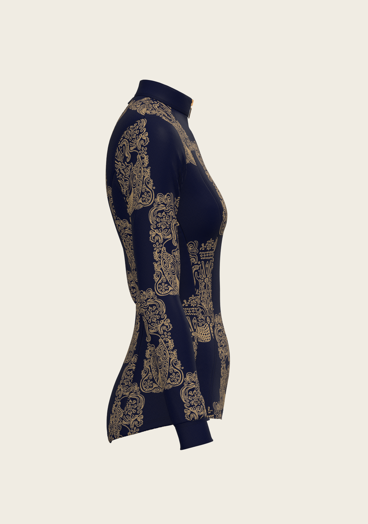 Espoir - Mermaid Horses in Navy and Gold Quarter Zip Sun Shirt