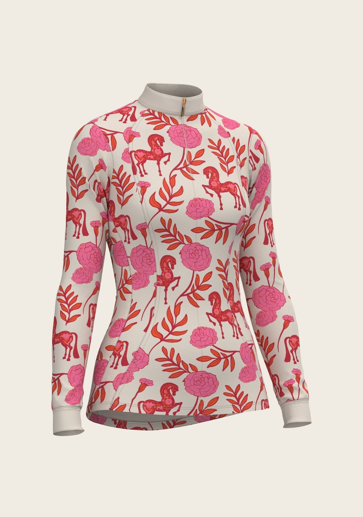 Espoir  - Peony in Pink Quarter Zip Sun Shirt