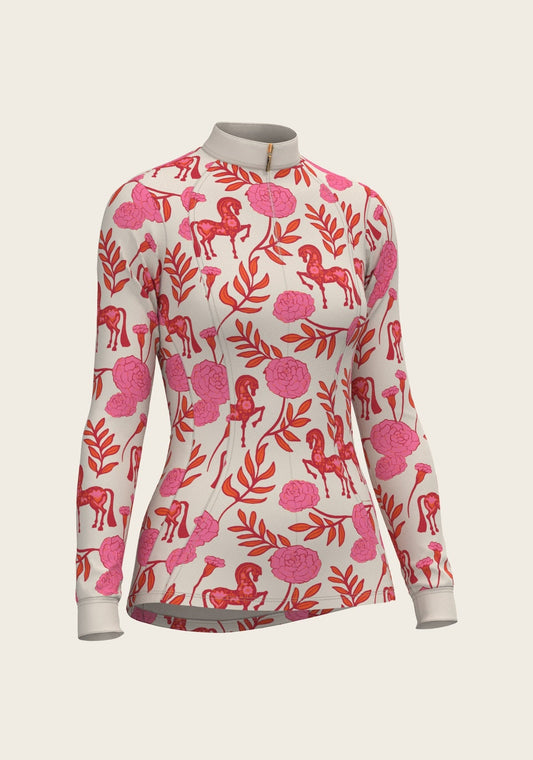 Espoir  - Peony in Pink Quarter Zip Sun Shirt