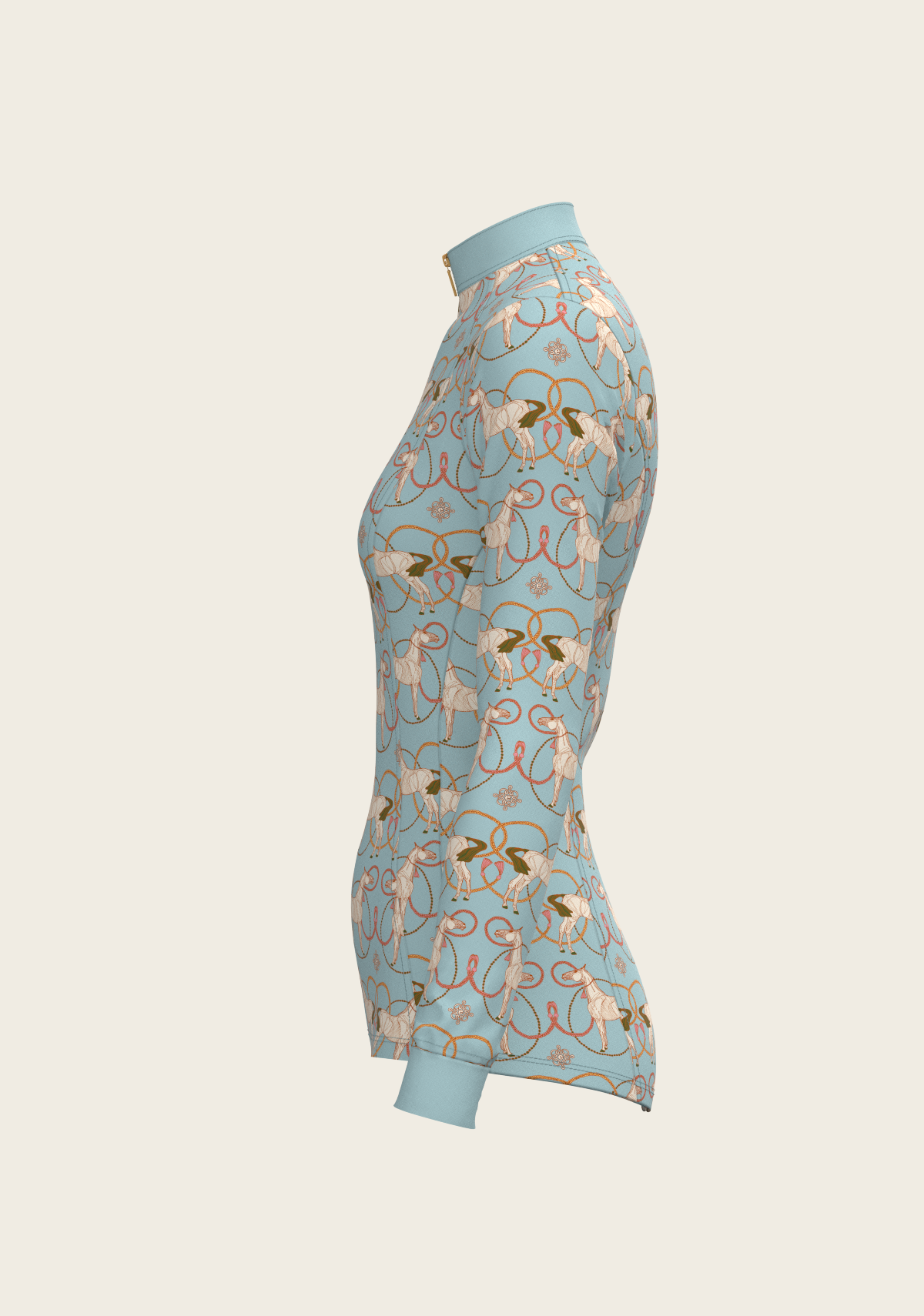 Espoir - Roped Horses on Sky Blue Quarter Zip Sun Shirt