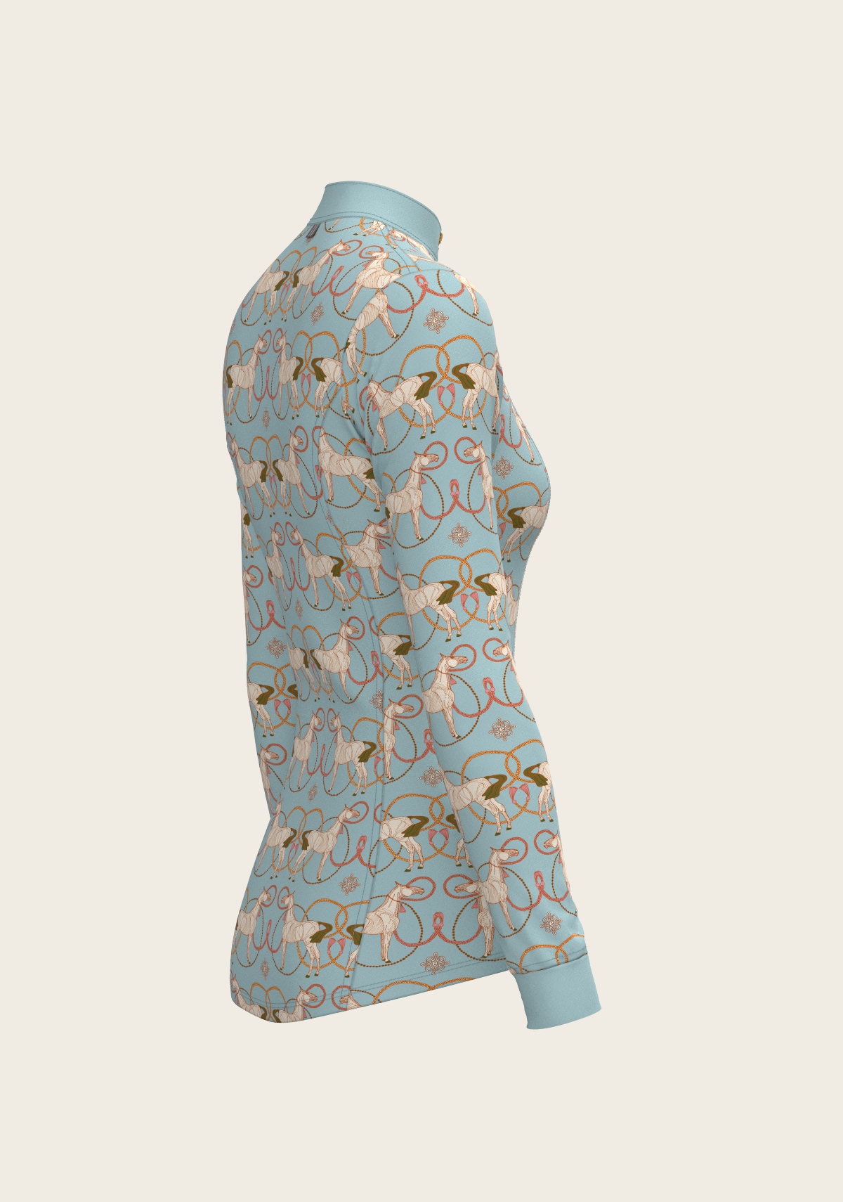 Espoir - Roped Horses on Sky Blue Quarter Zip Sun Shirt
