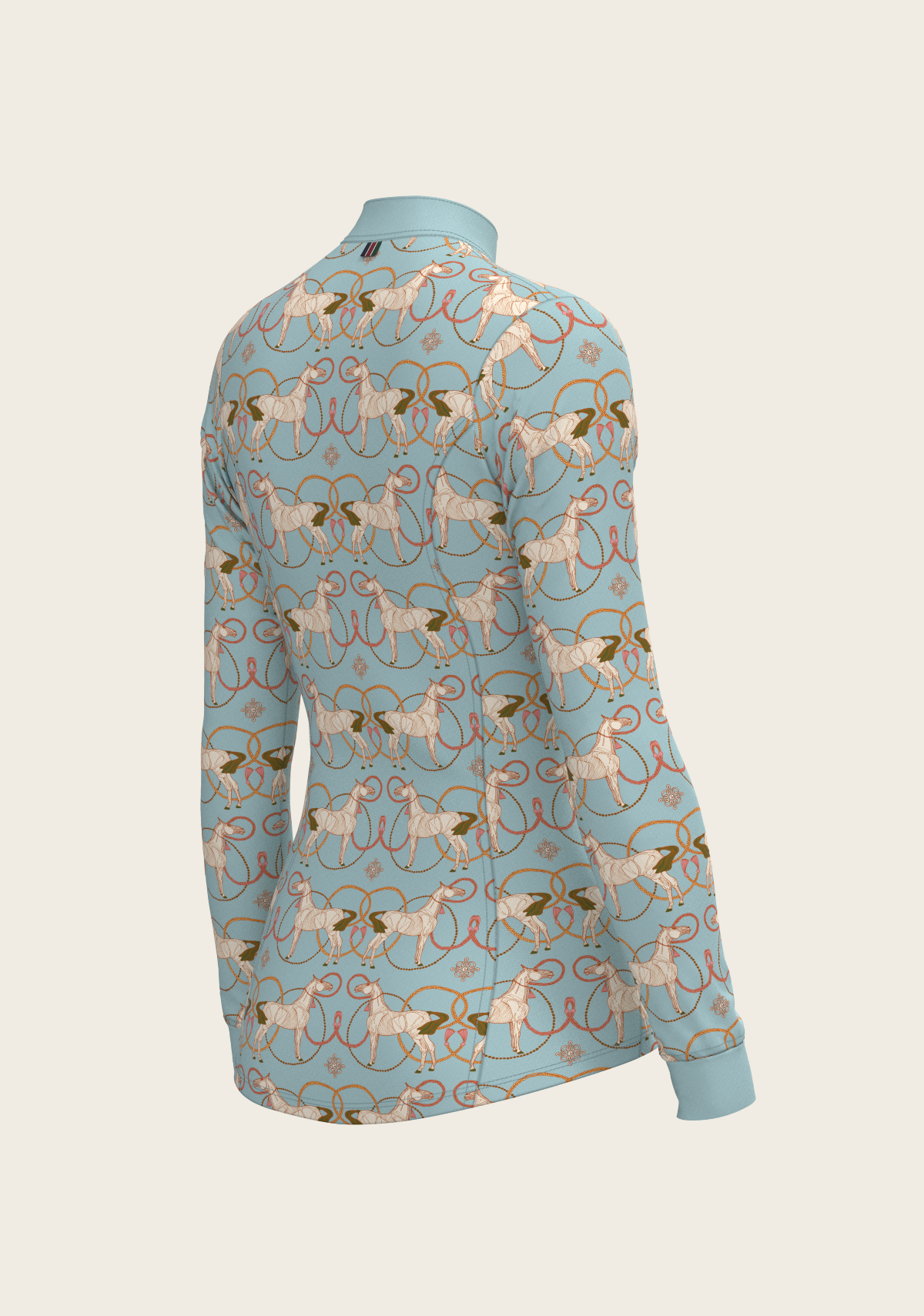 Espoir - Roped Horses on Sky Blue Quarter Zip Sun Shirt