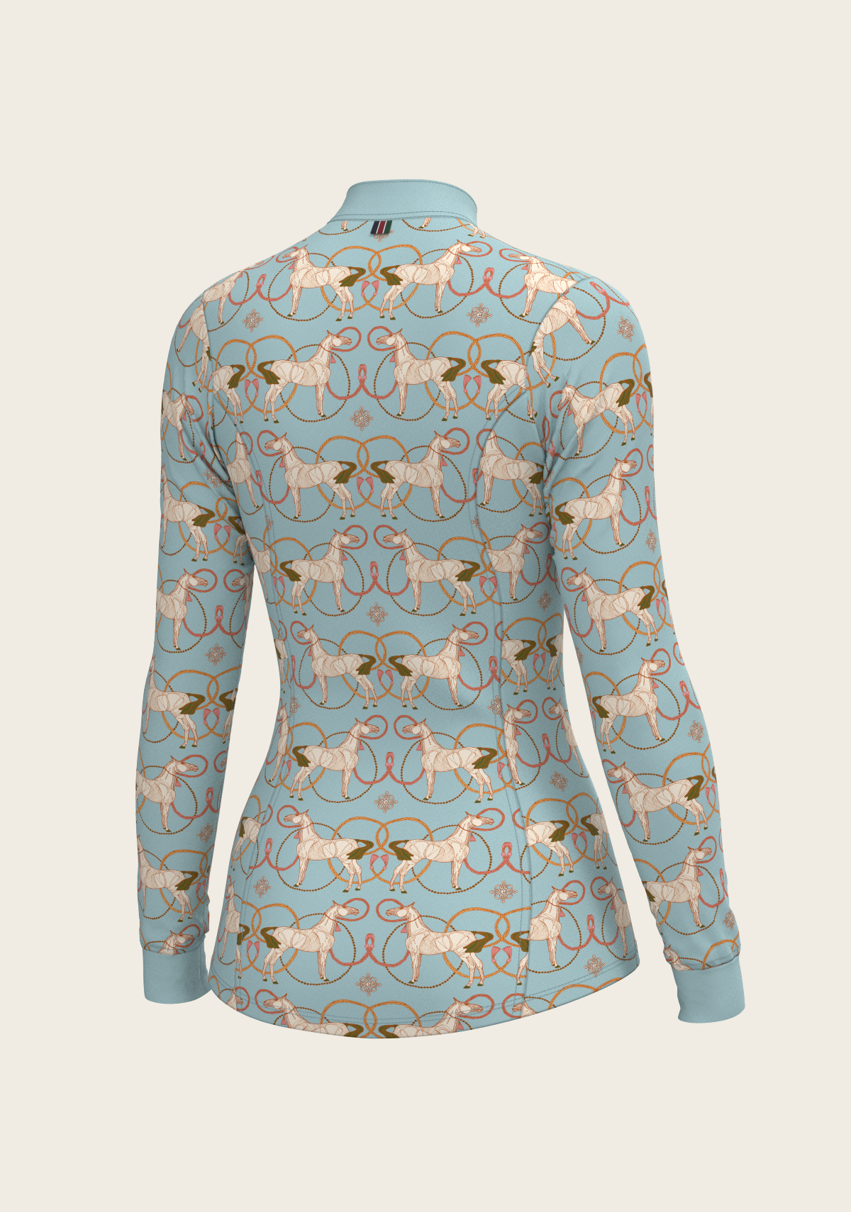 Espoir - Roped Horses on Sky Blue Quarter Zip Sun Shirt