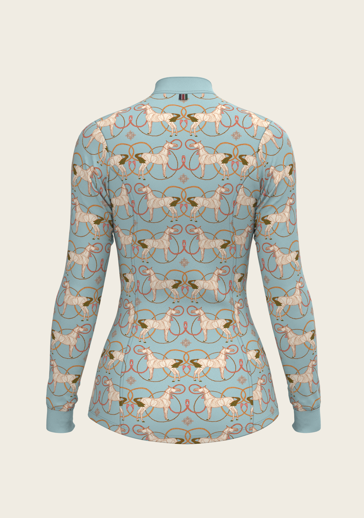 Espoir - Roped Horses on Sky Blue Quarter Zip Sun Shirt