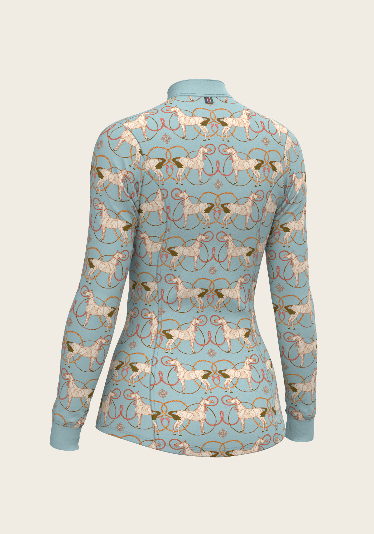 Espoir - Roped Horses on Sky Blue Quarter Zip Sun Shirt