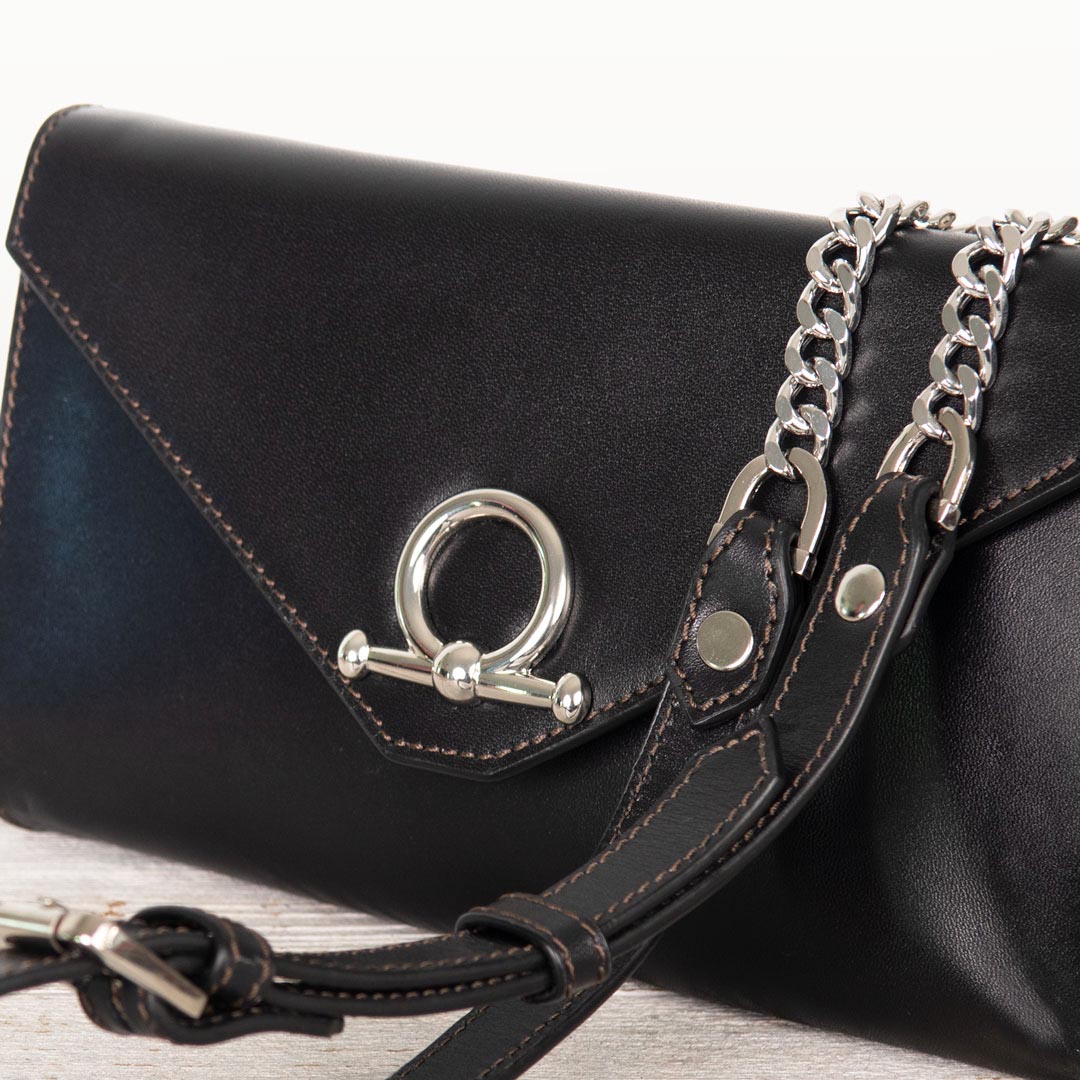 Urban Equestrian Del Mar - Horse Bit Crossbody Luxury Leather Handbag in Black