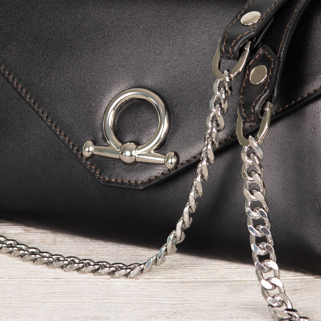 Urban Equestrian Del Mar - Horse Bit Crossbody Luxury Leather Handbag in Black