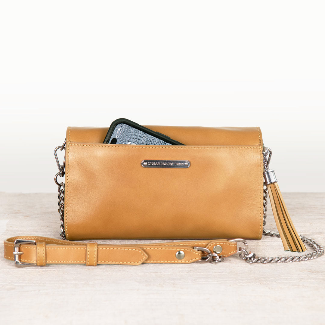 Urban Equestrian Del Mar - Horse Bit Crossbody Luxury Leather Handbag in Caramel