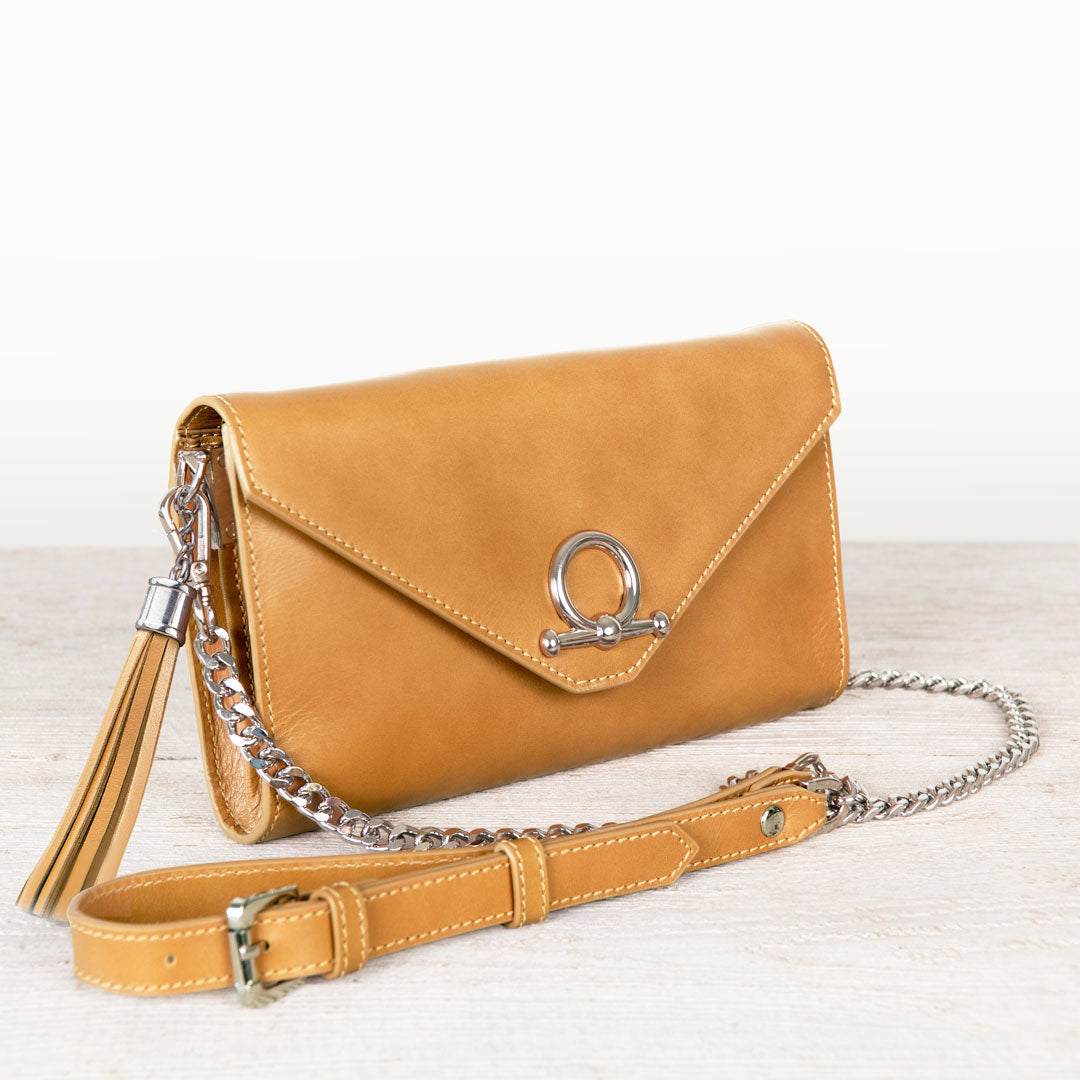 Urban Equestrian Del Mar - Horse Bit Crossbody Luxury Leather Handbag in Caramel
