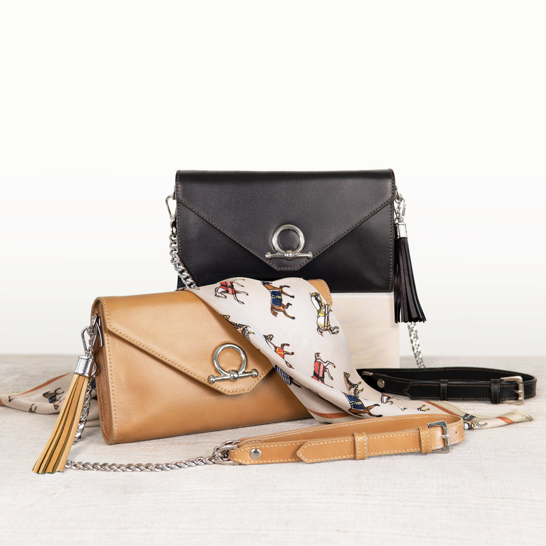 Urban Equestrian Del Mar - Horse Bit Crossbody Luxury Leather Handbag in Black