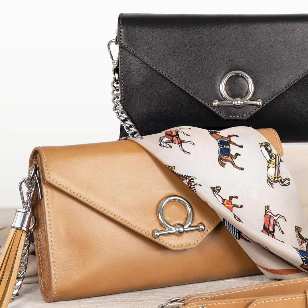 Urban Equestrian Del Mar - Horse Bit Crossbody Luxury Leather Handbag in Black