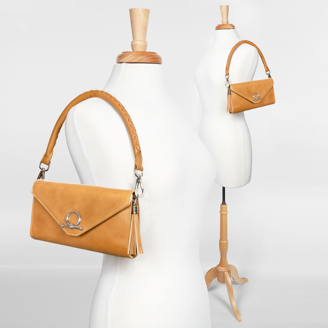 Urban Equestrian Del Mar - Horse Bit Crossbody Luxury Leather Handbag in Caramel
