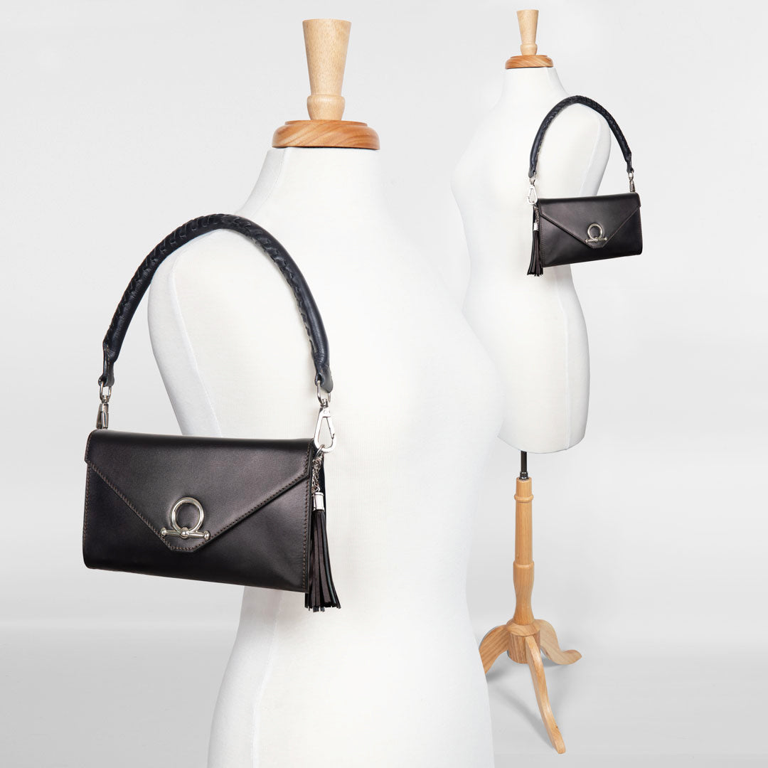 Urban Equestrian Del Mar - Horse Bit Crossbody Luxury Leather Handbag in Black