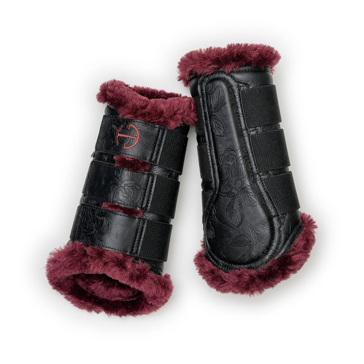 Halter Ego - Romance Collection Brushing Boots - Black & Crimson Rose