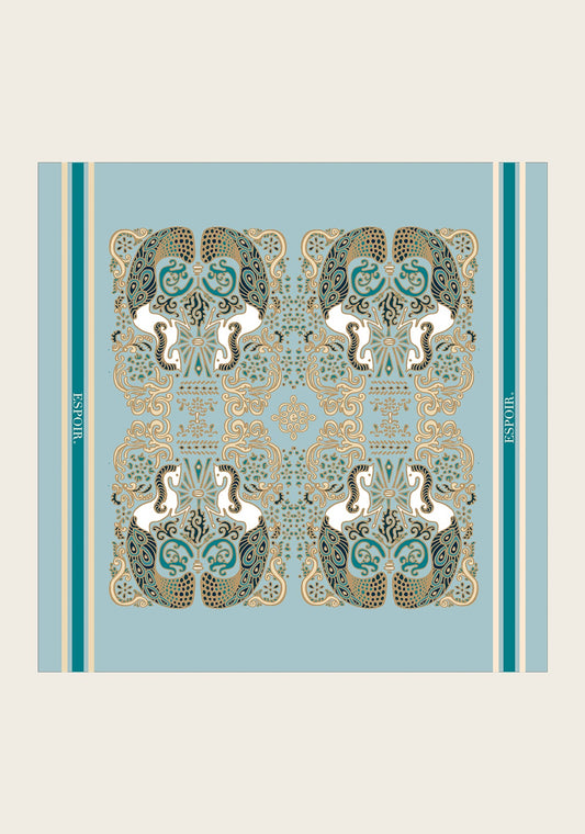 Espoir 0 Mermaid Horses on Skye Blue Square Scarf