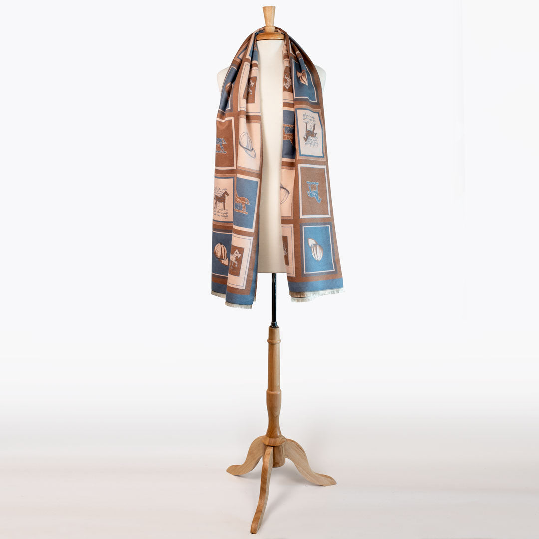 Urban Equestrian Hunt Club -  Equestrian Motif Luxe Shawl
