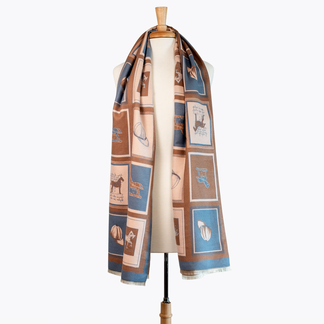 Urban Equestrian Hunt Club -  Equestrian Motif Luxe Shawl