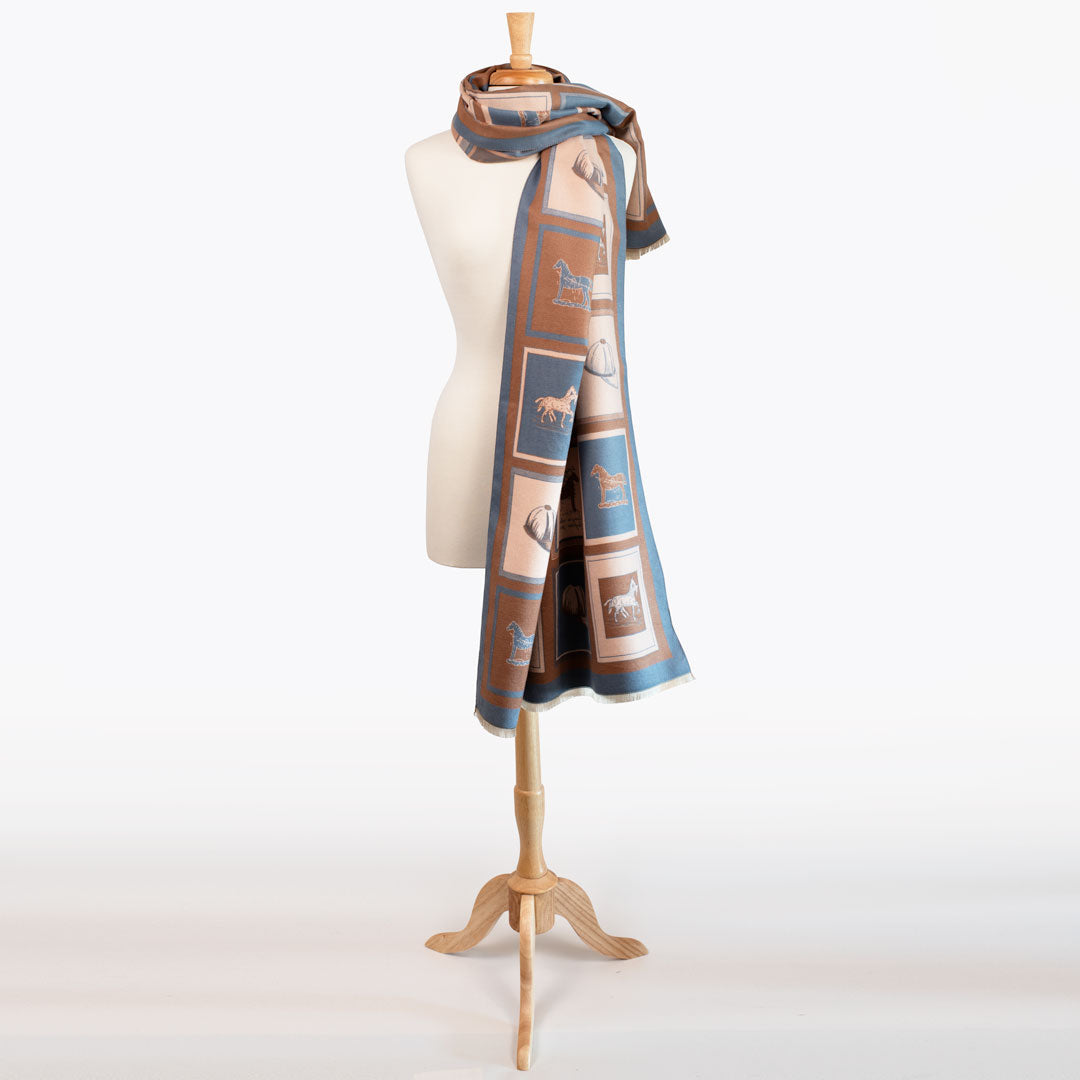 Urban Equestrian Hunt Club -  Equestrian Motif Luxe Shawl