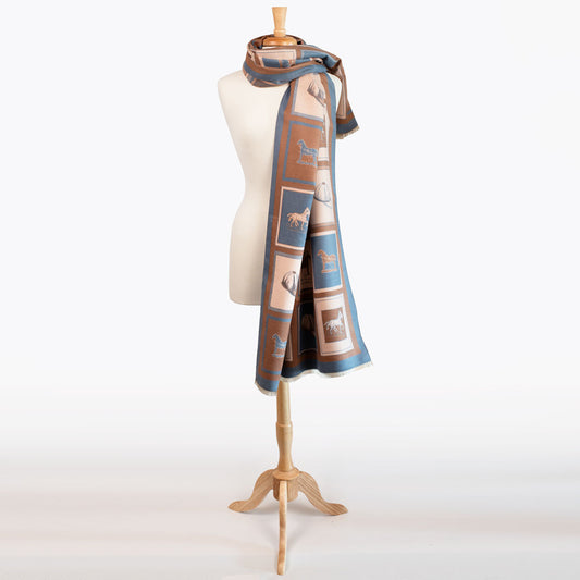 Urban Equestrian Hunt Club -  Equestrian Motif Luxe Shawl