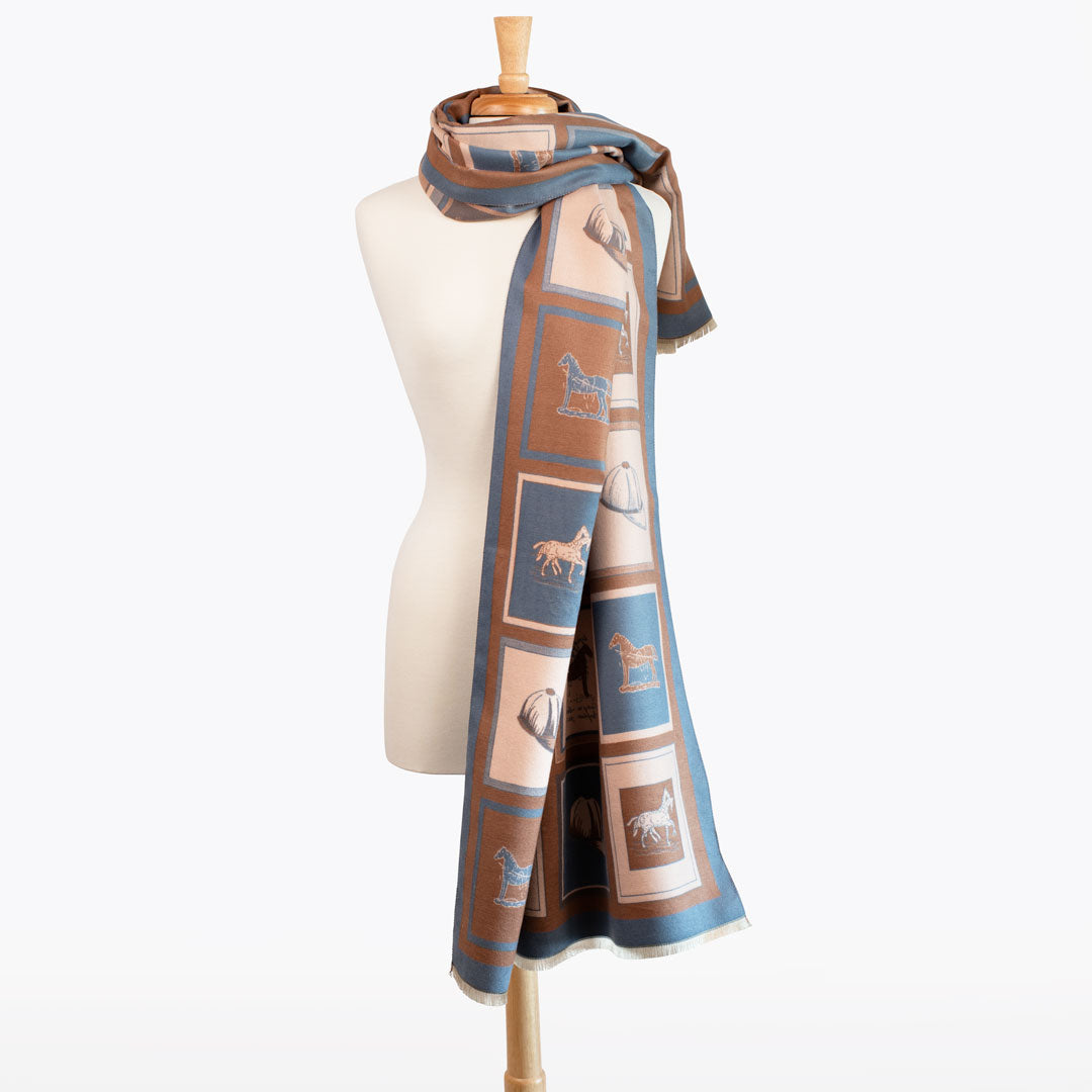 Urban Equestrian Hunt Club -  Equestrian Motif Luxe Shawl
