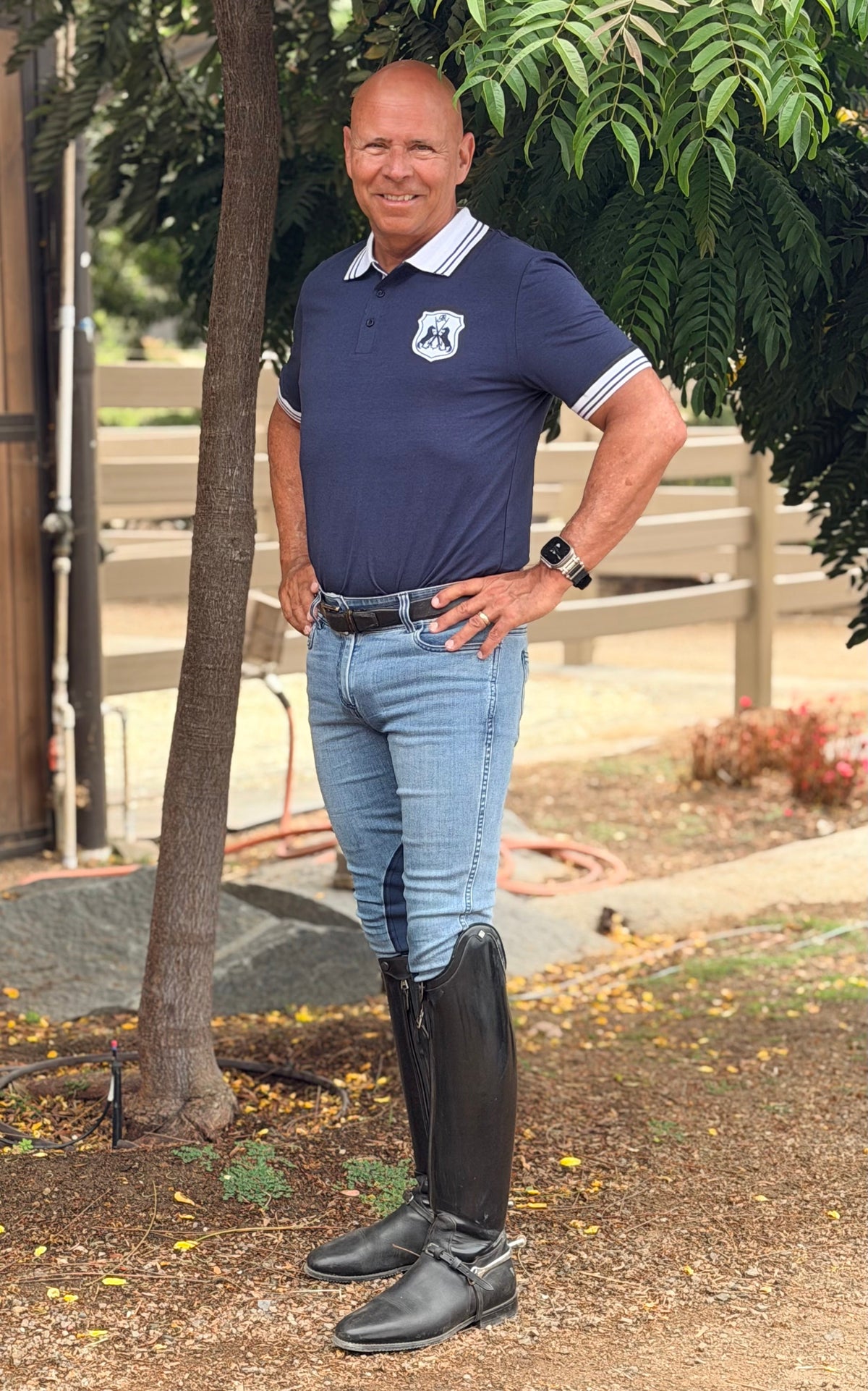 Goode Rider - MEN'S NEW Equestrian Jean - Knee Patch with Cell Phone Pocket - Faded Blue