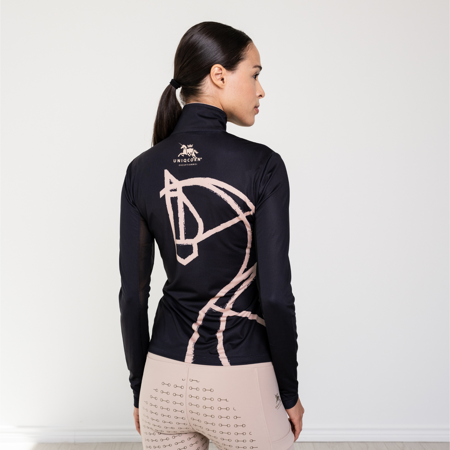 Uniqcorn Exceptionnel Haute Voyage Collection Long Sleeve Sun Shirt "Painted Horse" Black