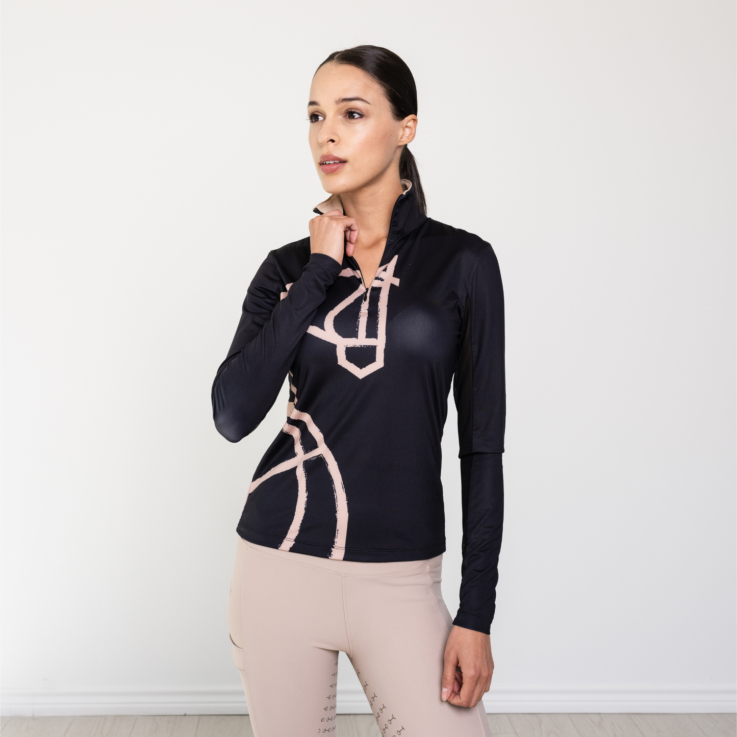 Uniqcorn Exceptionnel Haute Voyage Collection Long Sleeve Sun Shirt "Painted Horse" Black