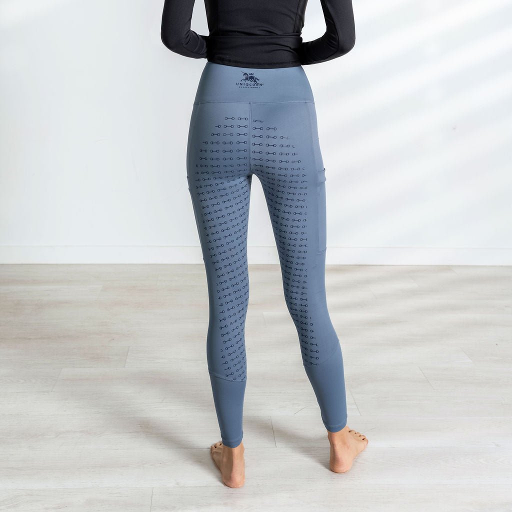 Uniqcorn Exceptionnel Hi-Rise Equestrian Tights "Smoked Blue" - Full Seat