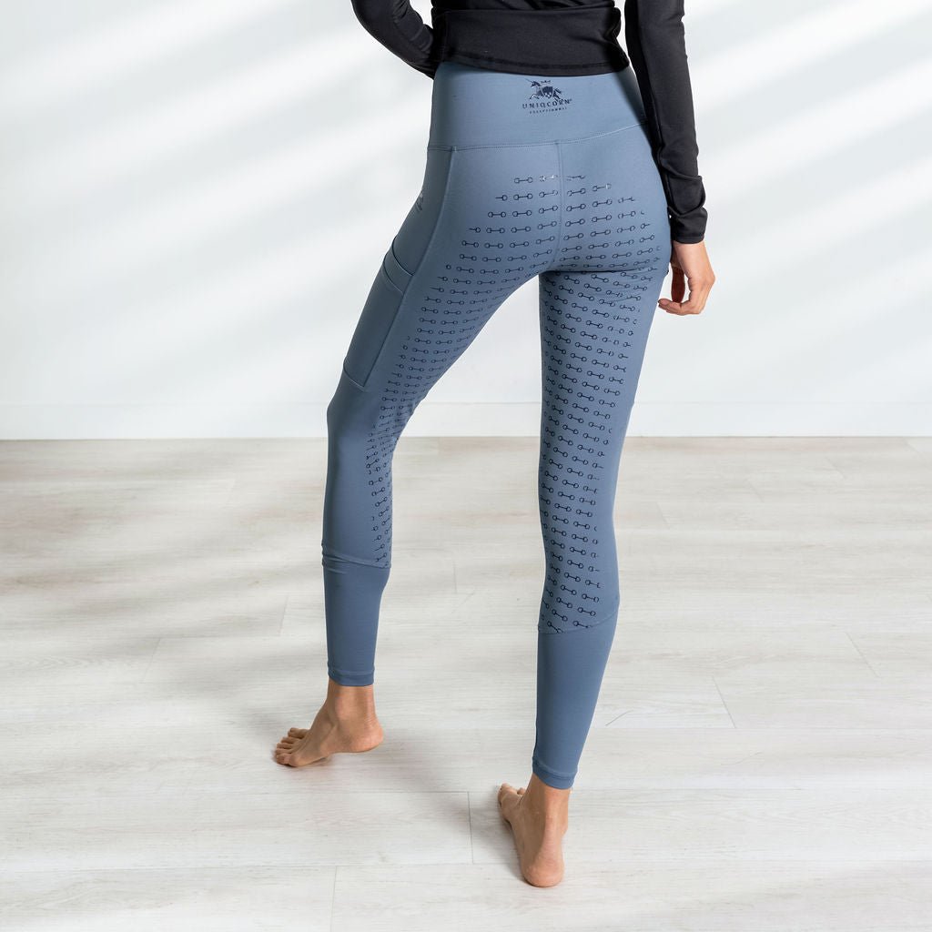 Uniqcorn Exceptionnel Hi-Rise Equestrian Tights "Smoked Blue" - Full Seat