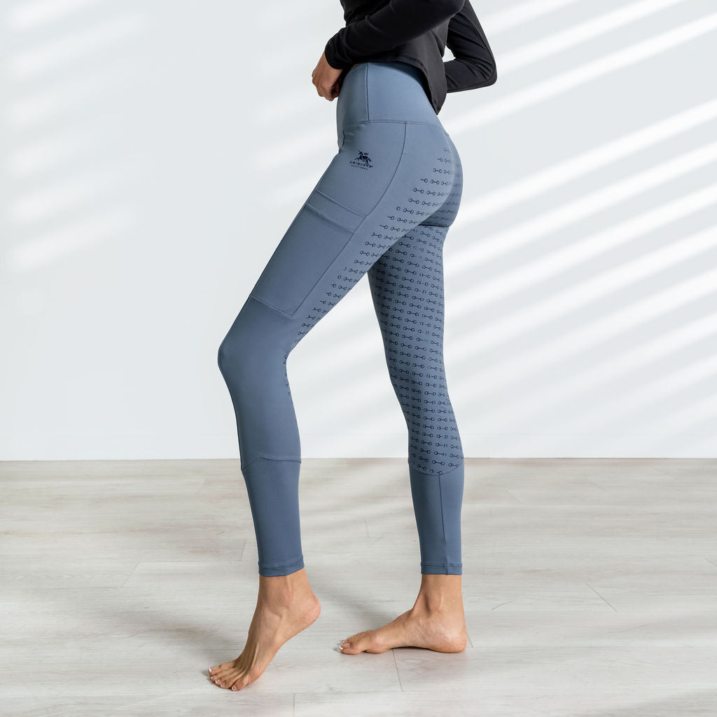Uniqcorn Exceptionnel Hi-Rise Equestrian Tights "Smoked Blue" - Full Seat