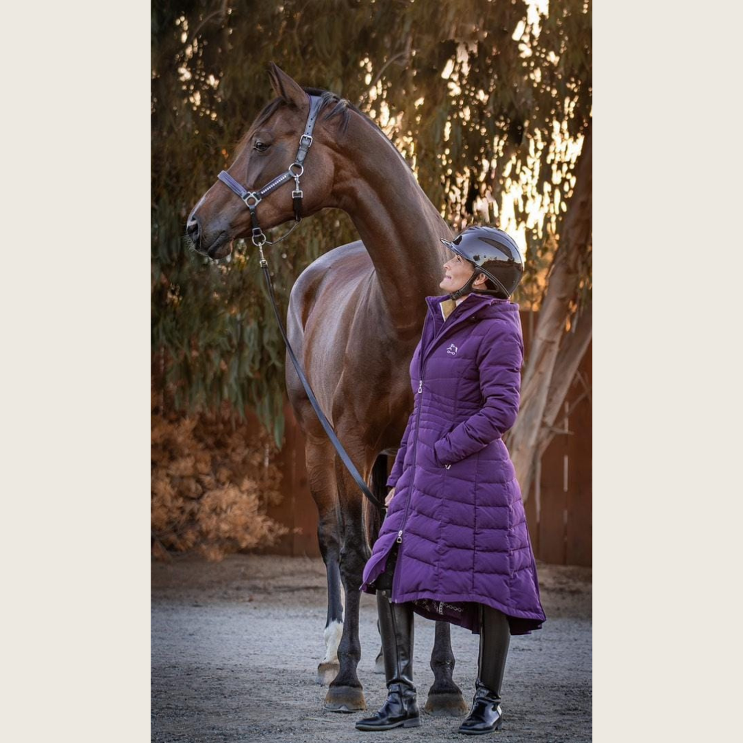Dressage Queen Dream - Deep Purple Duck Down Riding Coat with velvet collar
