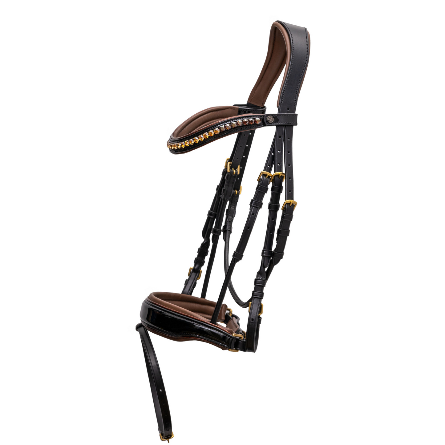 Halter Ego - The Palermo Black Patent Leather Snaffle with Brown Padding