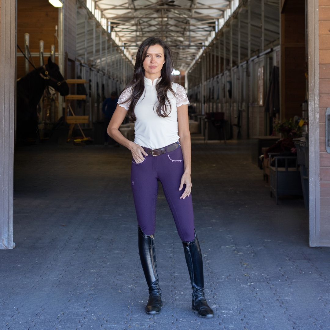 Halter Ego - Evolution Full Seat Breeches - Dark Plum - MID WAIST