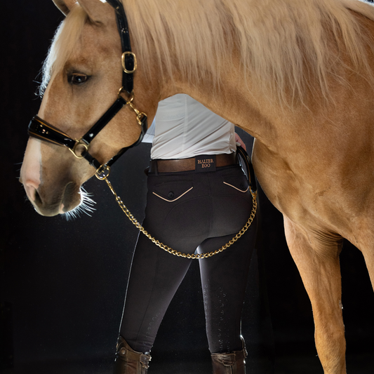 Halter Ego - Evolution Knee Patch Breeches - Black + Rose Gold