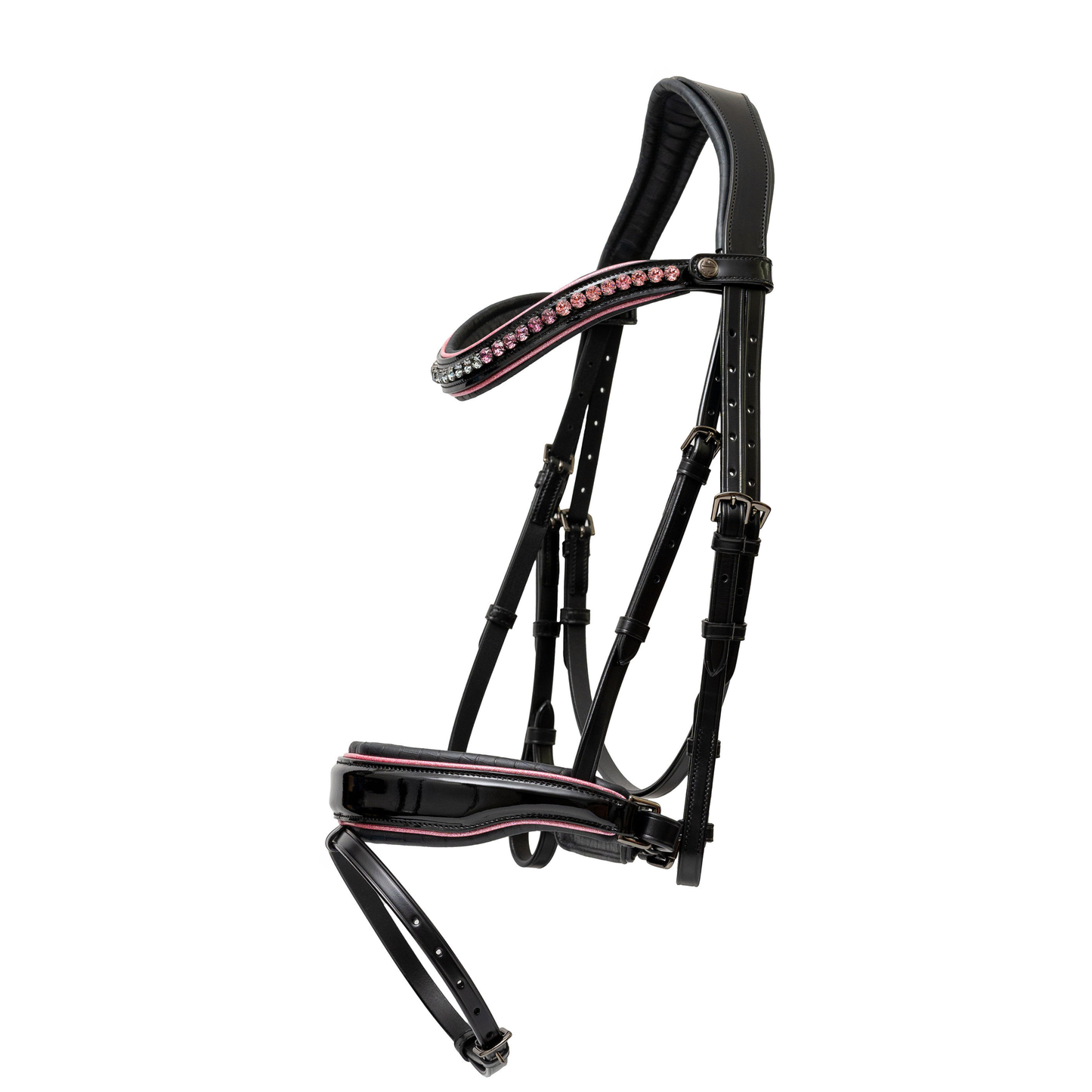 Halter Ego - The Ellie Black Patent Leather Snaffle Bridle With Removable Flash